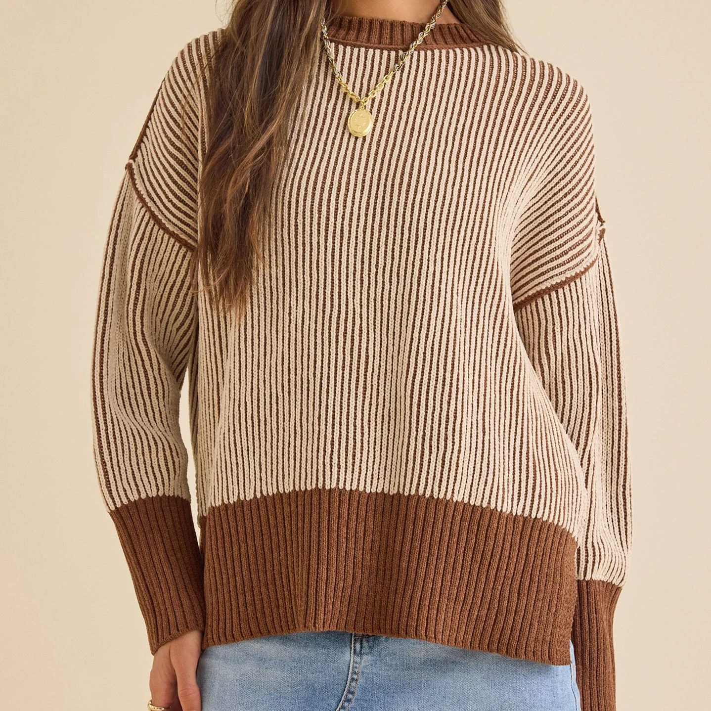 New Striped Pullover Sweater Women Long Sleeve Crewneck Sweatshirt Side Slits Oversized Fall Sweatshirts for Women
New Striped Pullover Sweater Women Long Sleeve Crewneck Sweatshirt Side Slits Oversized Fall Sweatshirts for Women