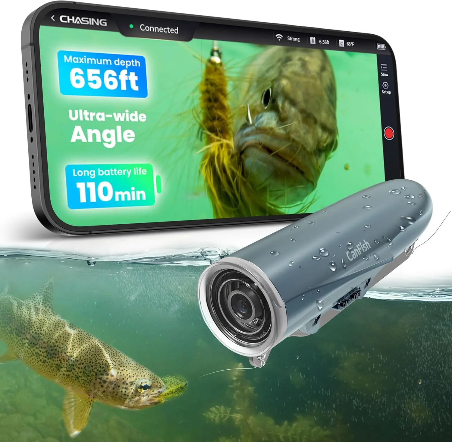 HD 1080P Underwater Fishing Camera, 136° Wide Angle, 656FT Depth, Motion Sensing Recording
HD 1080P Underwater Fishing Camera, 136° Wide Angle, 656FT Depth, Motion Sensing Recording