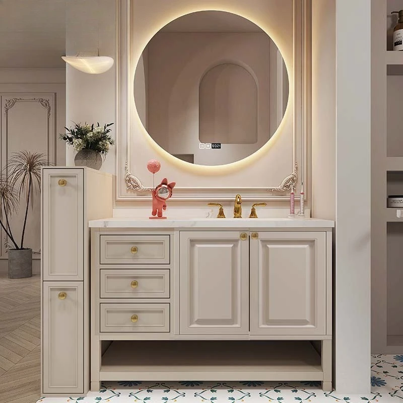 American French bathroom cabinet mirror cabinet combination rock slab solid wood bathroom cabinet toilet washstand hand washbasi
American French bathroom cabinet mirror cabinet combination rock slab solid wood bathroom cabinet toilet washstand hand washbasi