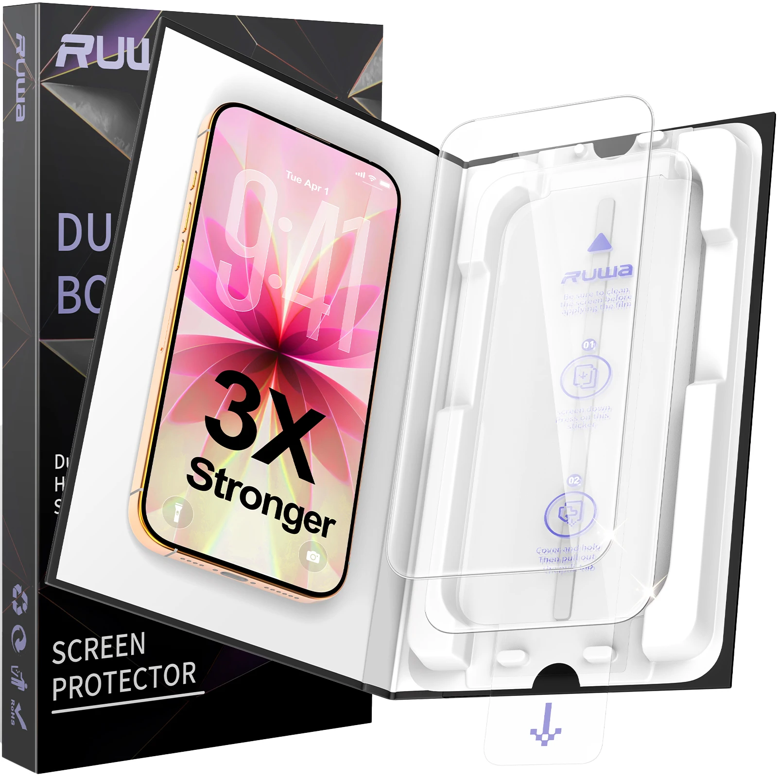 Ruwa Screen Protector for iPhone 17/16/15 Pro Max PlusTempered Glass Film 9H Hardness HD Clear Anti-Fingerprint Dust-Free Box
Ruwa Screen Protector for iPhone 17/16/15 Pro Max PlusTempered Glass Film 9H Hardness HD Clear Anti-Fingerprint Dust-Free Box