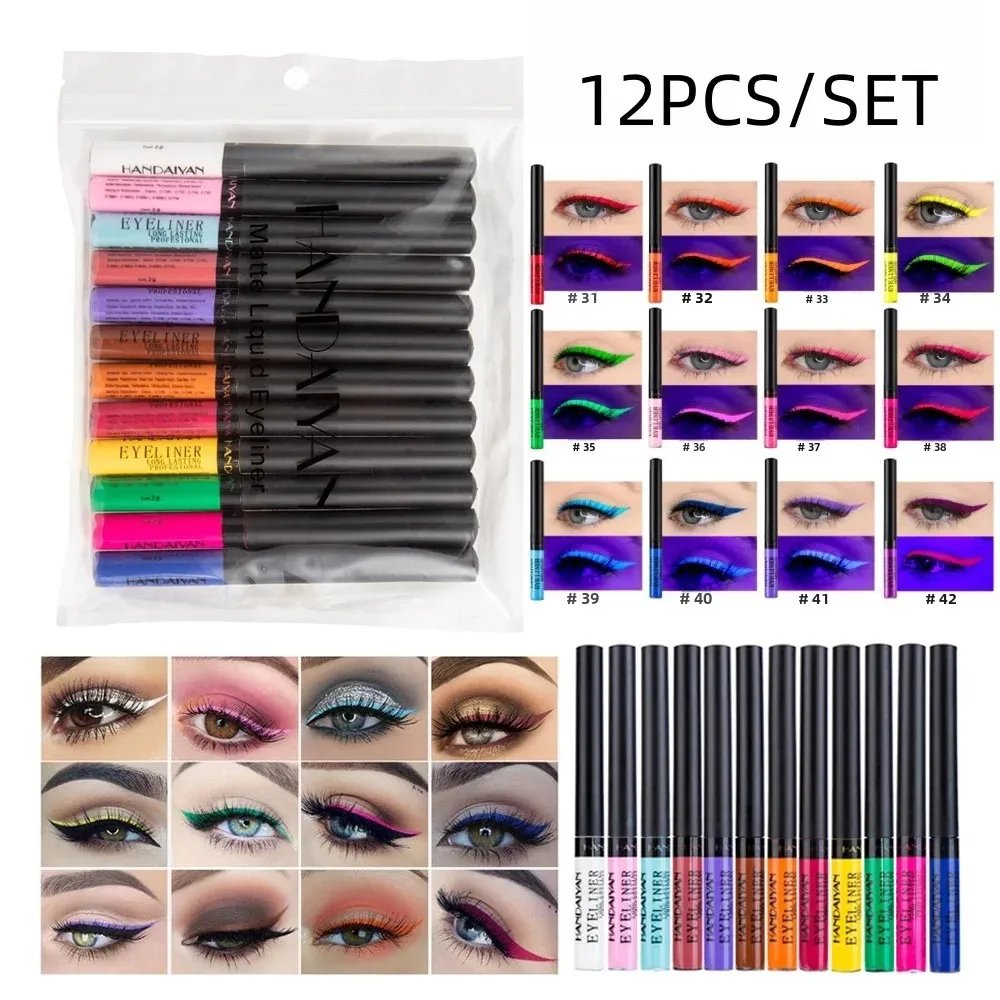 12 Colors Waterproof Eyeliner Pen Set Matte Long Lasting 24 Hours Fluorescent Eye Liner Pencils for Face Makeup Decoration
12 Colors Waterproof Eyeliner Pen Set Matte Long Lasting 24 Hours Fluorescent Eye Liner Pencils for Face Makeup Decoration