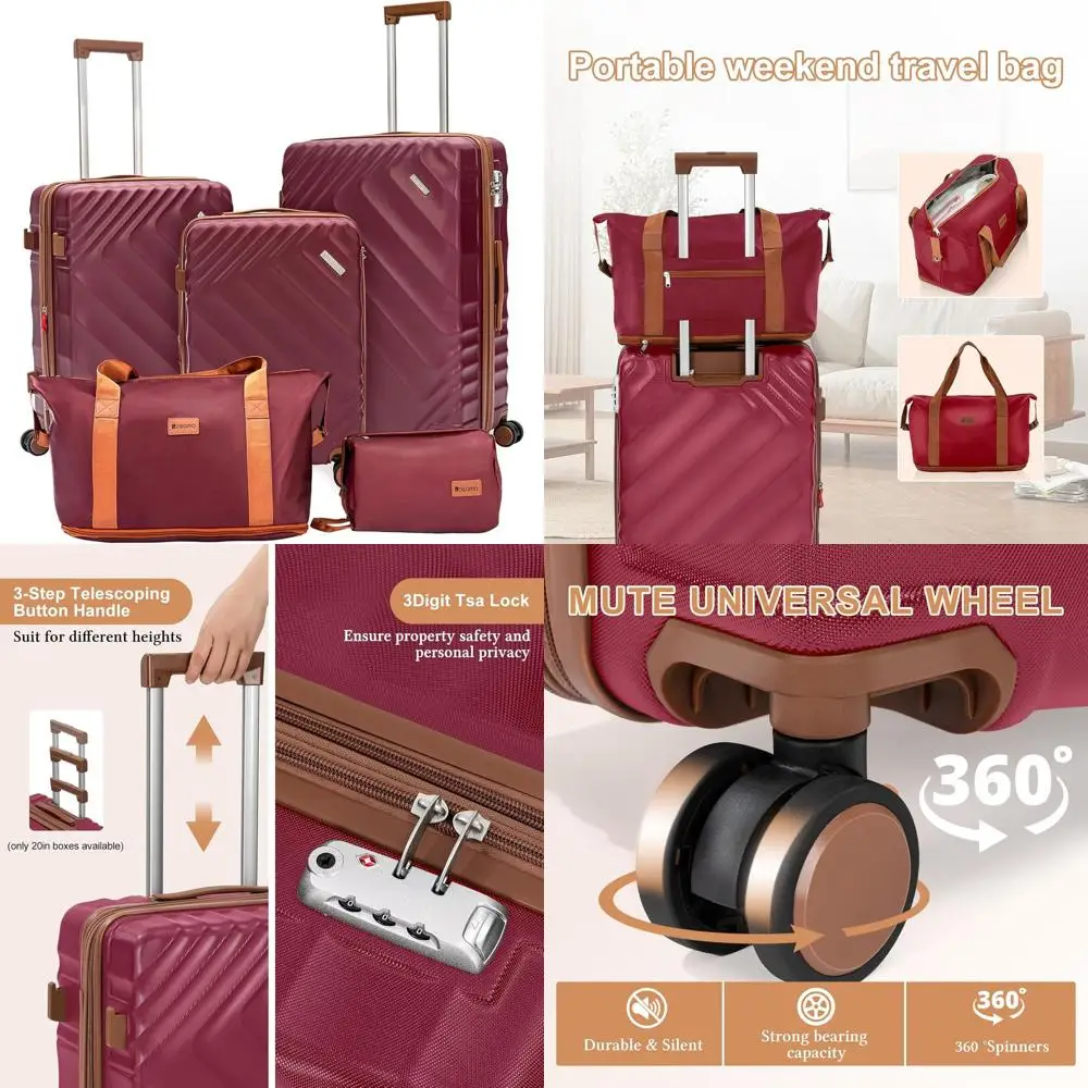 Расширяемый набор твердых чемоданов из 5 предметов, 22x14x9, одобренный авиакомпанией, ABS с вращающимися колесами, замок TSA, красный
Расширяемый набор твердых чемоданов из 5 предметов, 22x14x9, одобренный авиакомпанией, ABS с вращающимися колесами, замок TSA, красный