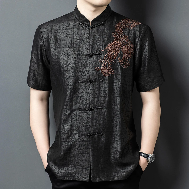 Embroidered Dragon Silk Tang Costume Shirts For Men Frog Crack Summer Quality Gambiered Canton Gauze Skin-Friendly Chemise Homme
Embroidered Dragon Silk Tang Costume Shirts For Men Frog Crack Summer Quality Gambiered Canton Gauze Skin-Friendly Chemise Homme