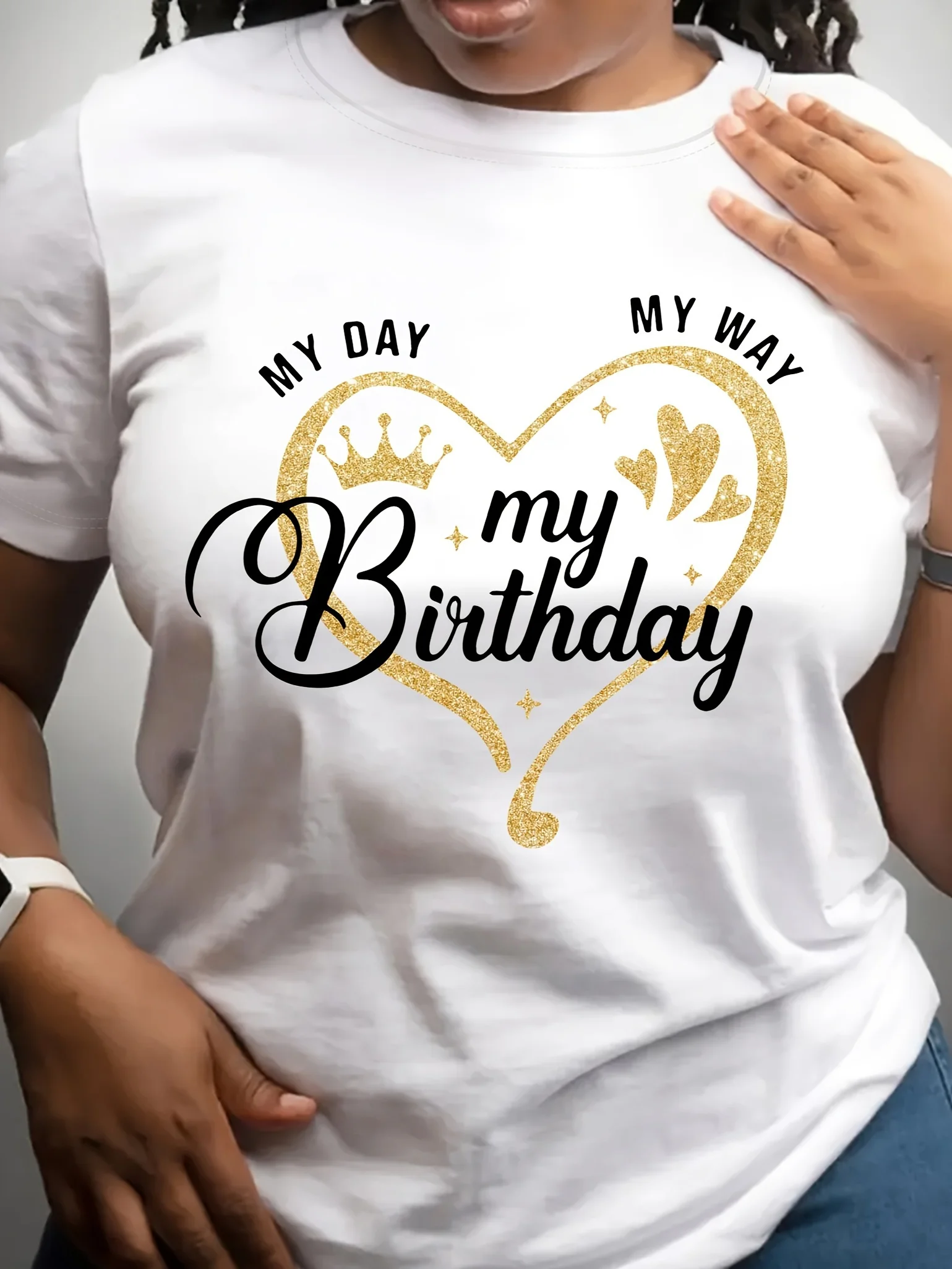 Large sizeSummer and Spring Women's Clothing, My Birthday Graphic Printed T-shirt, Short Sleeve round Neck Casual Top
Large sizeSummer and Spring Women's Clothing, My Birthday Graphic Printed T-shirt, Short Sleeve round Neck Casual Top