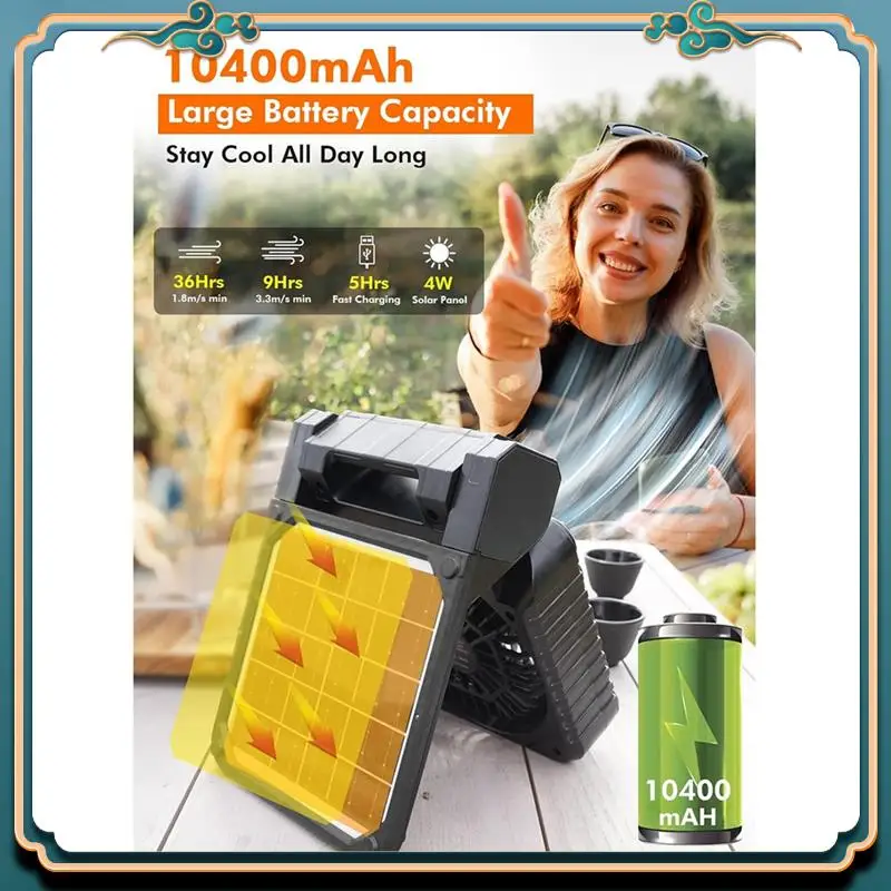 Latest Solar Powered Fan Camping With LED Light, Portable Camping Fan With Solar Panel, Rechargeable Tent Camp Fan
Latest Solar Powered Fan Camping With LED Light, Portable Camping Fan With Solar Panel, Rechargeable Tent Camp Fan