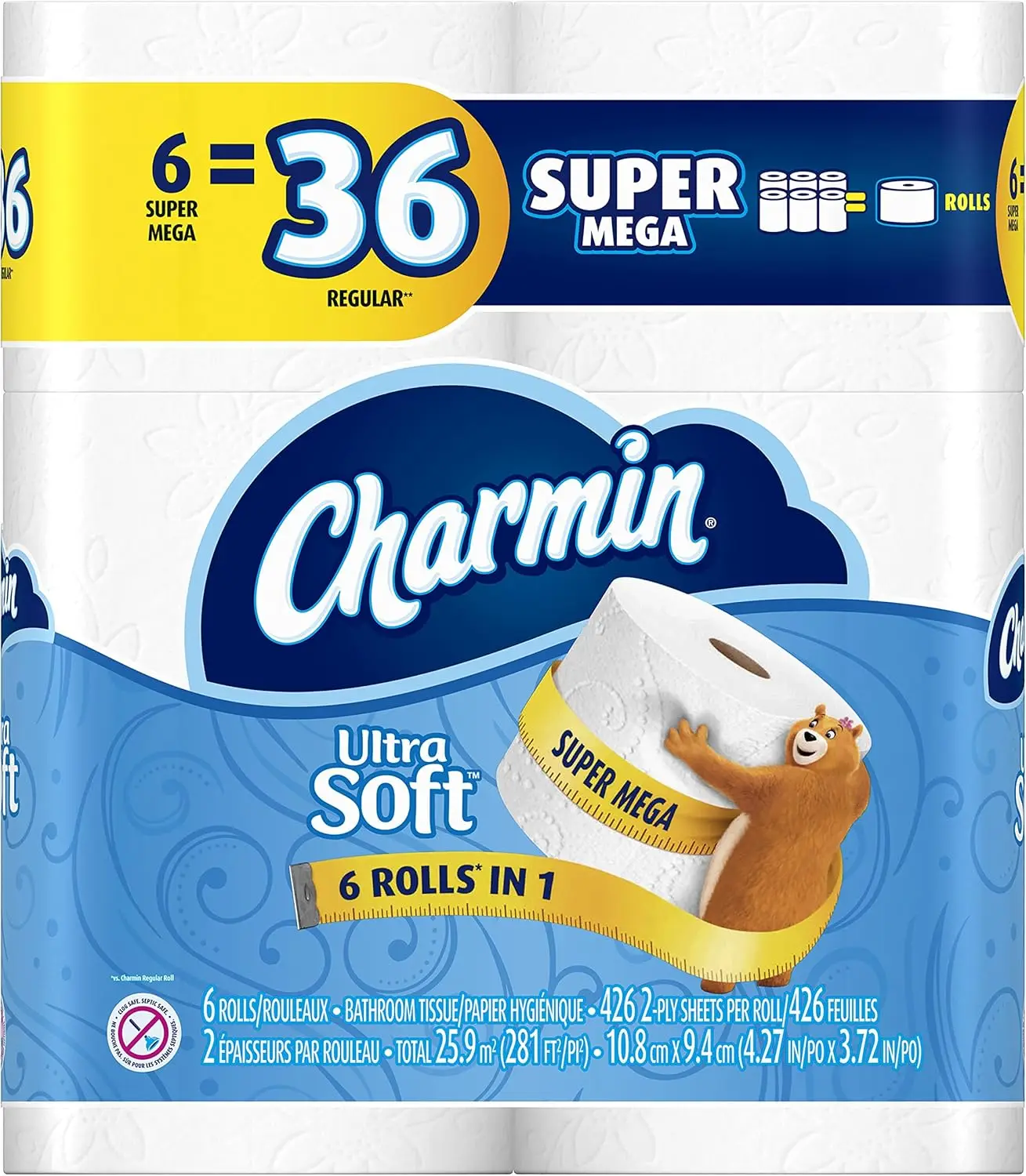 Ultra Soft Wide Bathroom Tissue - 6 Jumbo Rolls, 221 Sheets per Roll, Gentle & Absorbent for Comfort
Ultra Soft Wide Bathroom Tissue - 6 Jumbo Rolls, 221 Sheets per Roll, Gentle & Absorbent for Comfort