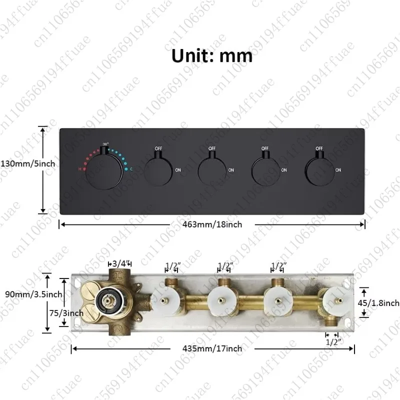 Black Shower Diverter 4-Function Bathroom Solid Brass Concealed Thermostatic Mixing Valve
Black Shower Diverter 4-Function Bathroom Solid Brass Concealed Thermostatic Mixing Valve