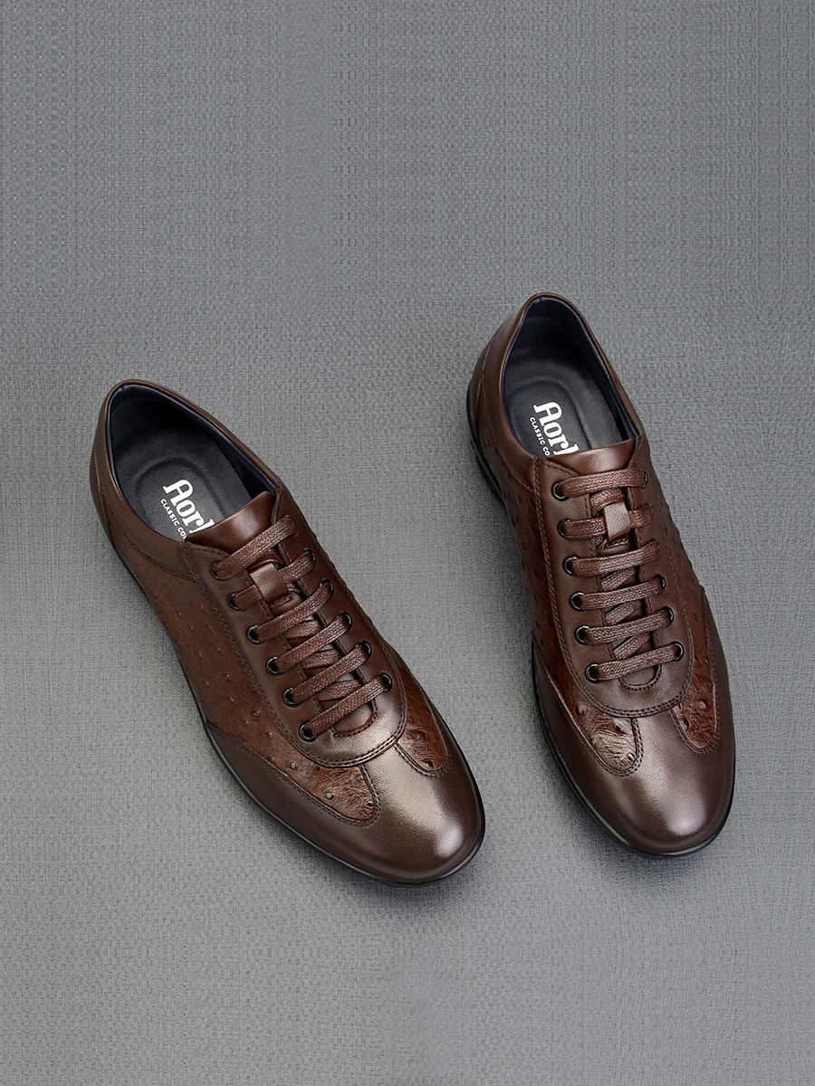 Мужской повседневный кожаный мягкий бот из воловьей кожи со страусиным узором Busin oes, дышащая резиновая подошва на шнуровке с круглым носком
Мужской повседневный кожаный мягкий бот из воловьей кожи со страусиным узором Busin oes, дышащая резиновая подошва на шнуровке с круглым носком