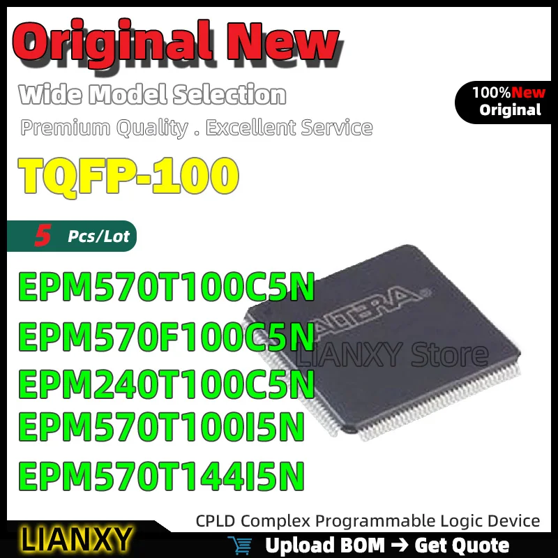 5pcs TQFP-100 EPM570T100C5N EPM570F100C5N EPM240T100C5N EPM570T100I5N EPM570T144I5N CPLD Complex Programmable Logic Device New
5pcs TQFP-100 EPM570T100C5N EPM570F100C5N EPM240T100C5N EPM570T100I5N EPM570T144I5N CPLD Complex Programmable Logic Device New