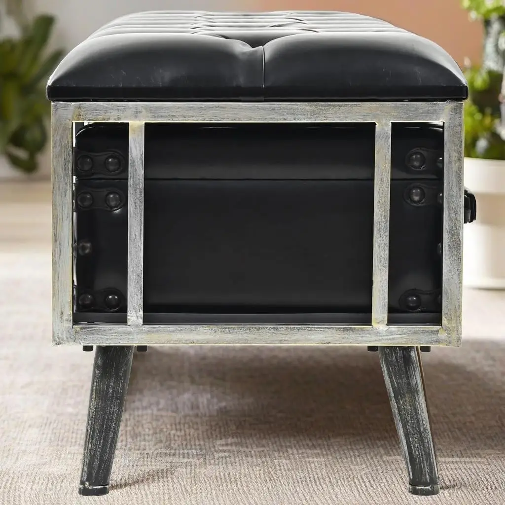 Stylish Black Faux Leather Storage Bench 43.3 - Perfect for Home Decor & Organization
Stylish Black Faux Leather Storage Bench 43.3 - Perfect for Home Decor & Organization