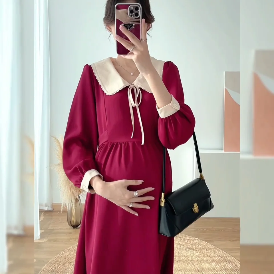 Autumn Winter Korean Style Sweet Long Sleeved Loose Maternity Dress Elegant Pregnant Woman A-Line Dress Pregnancy Clothes Red
Autumn Winter Korean Style Sweet Long Sleeved Loose Maternity Dress Elegant Pregnant Woman A-Line Dress Pregnancy Clothes Red