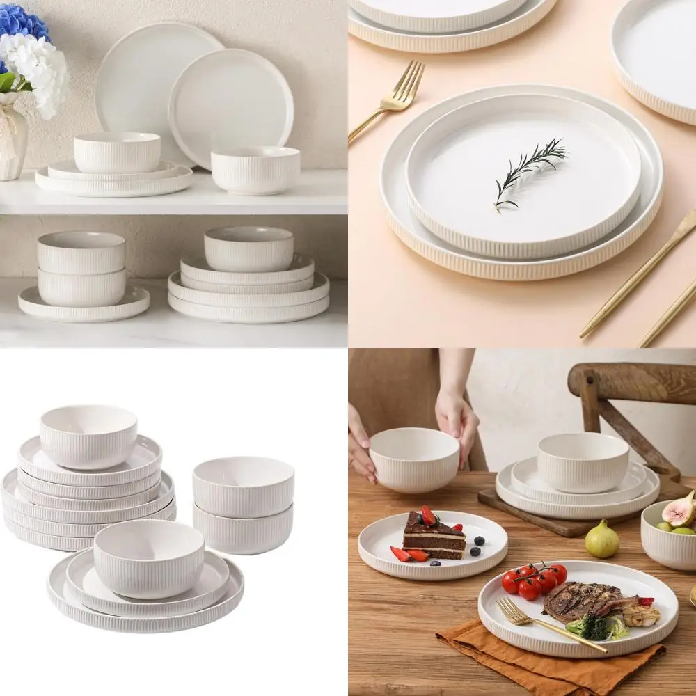 12-Piece Stoneware Dinnerware Set with Reactive Glaze, Scratch-Resistant Ceramic Plates and Bowls, Dishwasher and Microwave Safe
12-Piece Stoneware Dinnerware Set with Reactive Glaze, Scratch-Resistant Ceramic Plates and Bowls, Dishwasher and Microwave Safe