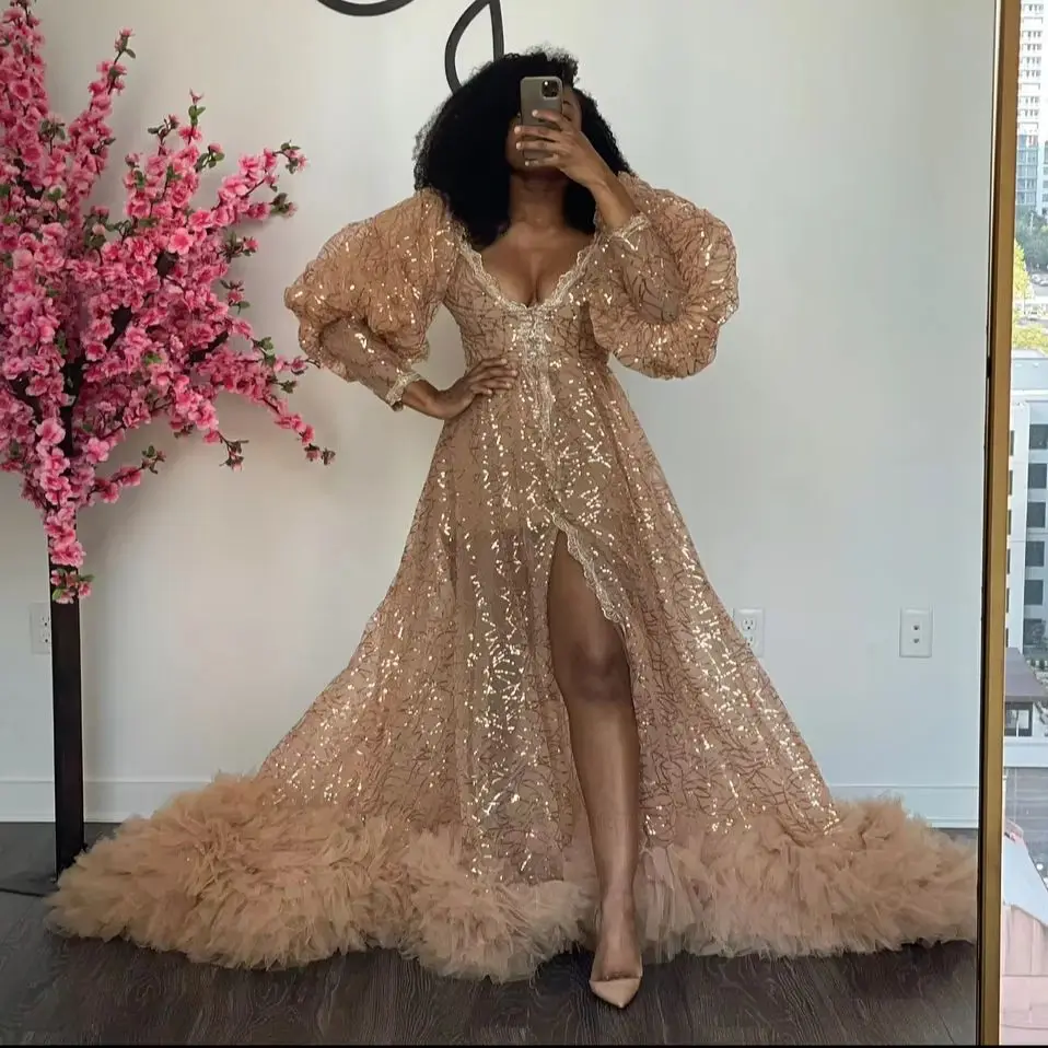 Champagne Bridal Wedding Robe Customized Maternity Dresses for Photoshoot Bathrobe Bride Pajamas
Champagne Bridal Wedding Robe Customized Maternity Dresses for Photoshoot Bathrobe Bride Pajamas