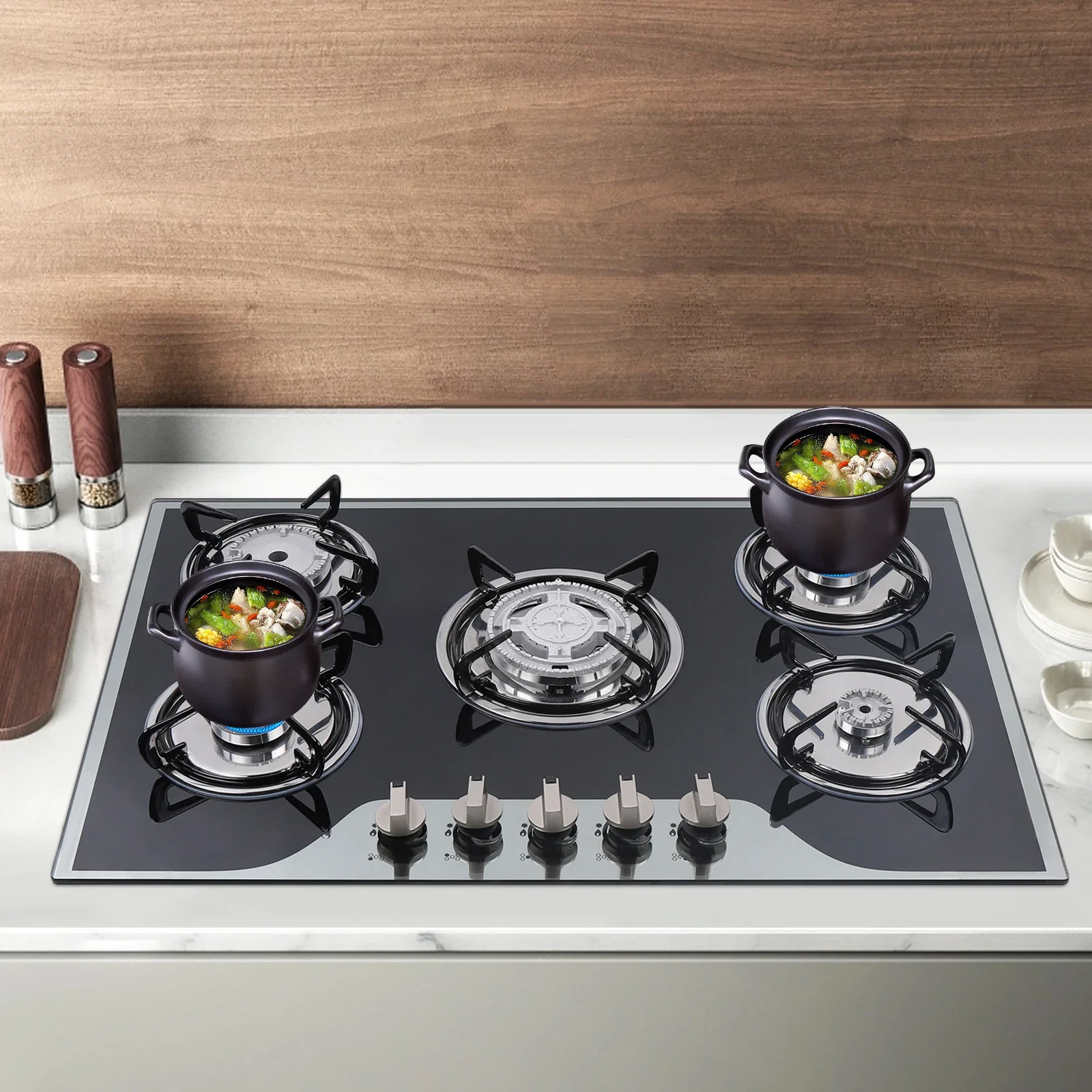 5-Burner Electronic Pulse Ignition Countertop Stove, Gas Stove, 30" x 20" Gas Cooktop W|Coated Glass for Home Restaurant Kitchen
5-Burner Electronic Pulse Ignition Countertop Stove, Gas Stove, 30" x 20" Gas Cooktop W|Coated Glass for Home Restaurant Kitchen