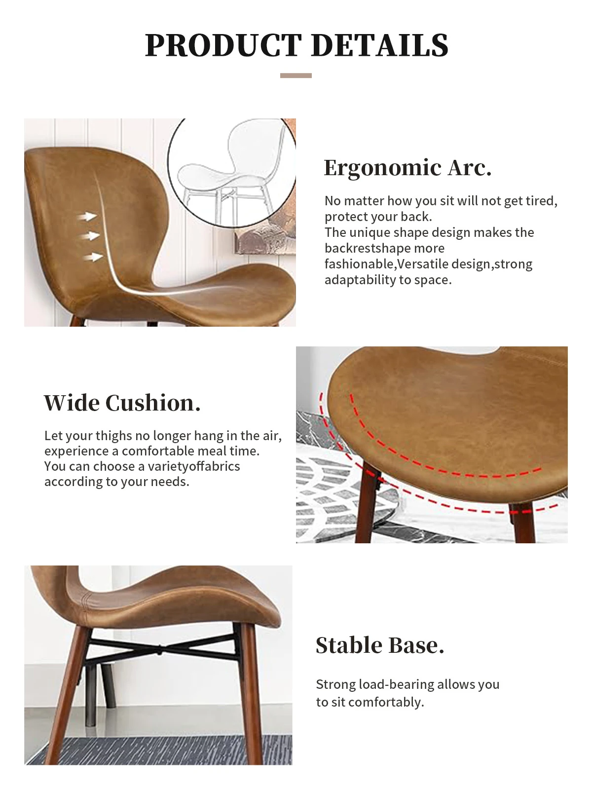 Hotel-quality Nordic modern dining chair in faux leather
Hotel-quality Nordic modern dining chair in faux leather