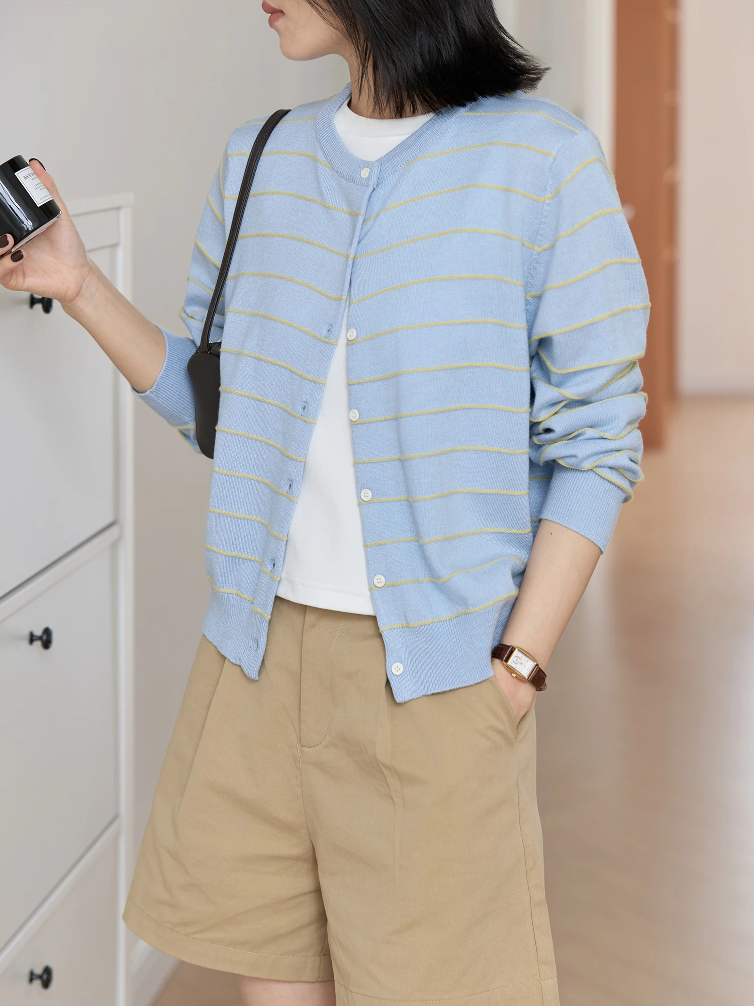 Women's Knitted Open Cardigan Soft Long Sve round Ne Color Blo Stripe Pattern Spring Lazy Outerwear Thin Wool Blend
Women's Knitted Open Cardigan Soft Long Sve round Ne Color Blo Stripe Pattern Spring Lazy Outerwear Thin Wool Blend