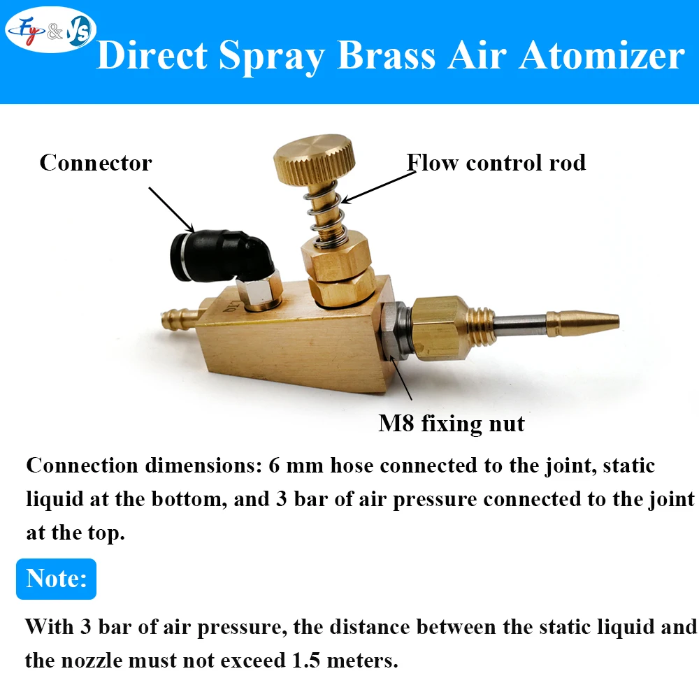 Brass Copper Air Atomizing Nozzle Two-Fluid Siphon Atomization Spray Cleaning Device for Misting/Humidification/Cooling/Cleaning
Brass Copper Air Atomizing Nozzle Two-Fluid Siphon Atomization Spray Cleaning Device for Misting/Humidification/Cooling/Cleaning