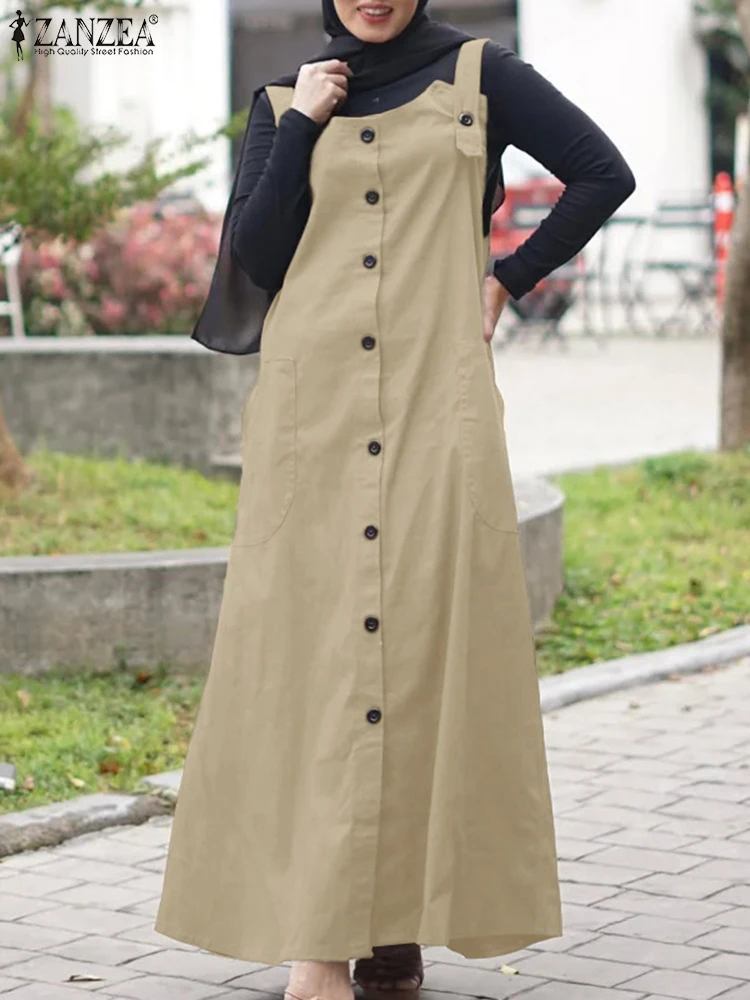 ZANZEA Suspender Commute Workwear Abaya Robes Islamic Hijab Solid Modest Muslim Fashion Vestidos Womens 2025 Pinafore Dresses
ZANZEA Suspender Commute Workwear Abaya Robes Islamic Hijab Solid Modest Muslim Fashion Vestidos Womens 2025 Pinafore Dresses