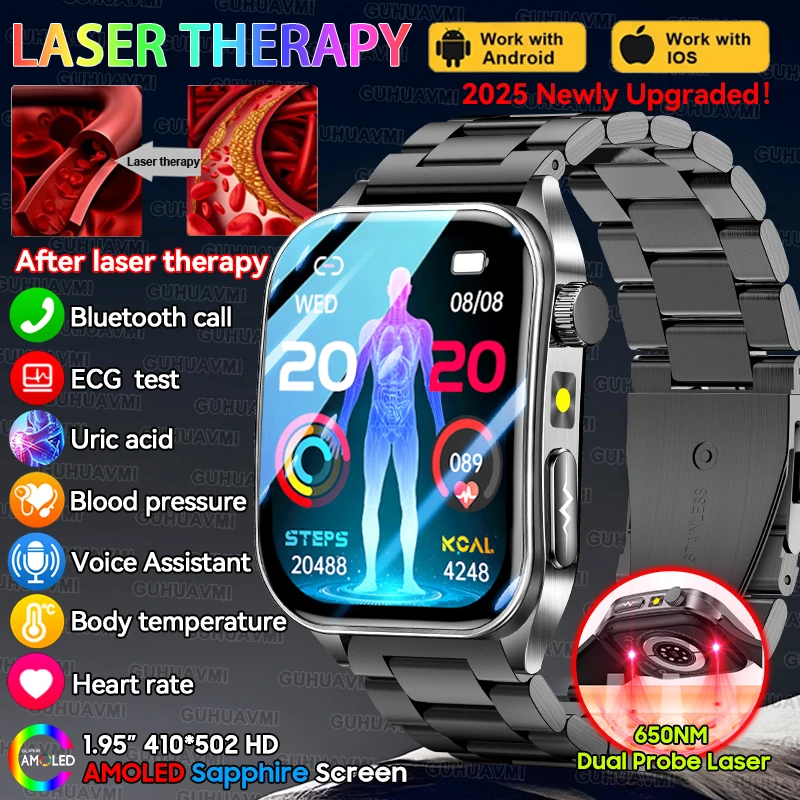 2025 New Non-Invasive Laser Treatment Three High Smart Watch 1.95" Sapphire Curved Screen Uric Acid lipids ECG Health Watches
2025 New Non-Invasive Laser Treatment Three High Smart Watch 1.95" Sapphire Curved Screen Uric Acid lipids ECG Health Watches