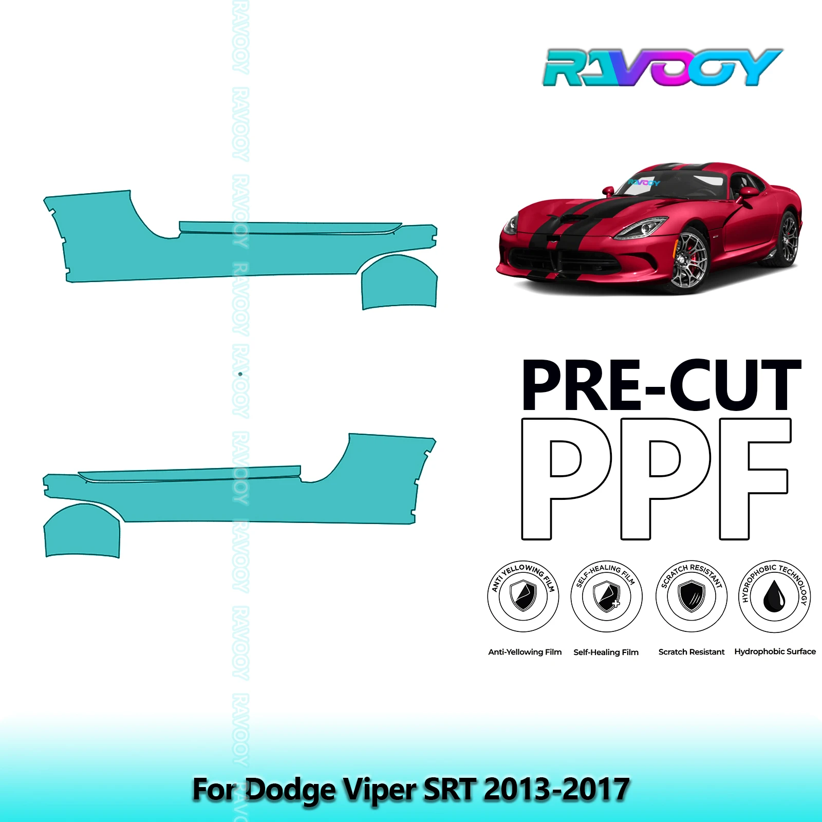 For Dodge Viper SRT 2013-2017 8.5mil Clear Matte Pre-Cut PPF Door & A/B Pillar Kit TPU Paint Protection Film Set
For Dodge Viper SRT 2013-2017 8.5mil Clear Matte Pre-Cut PPF Door & A/B Pillar Kit TPU Paint Protection Film Set