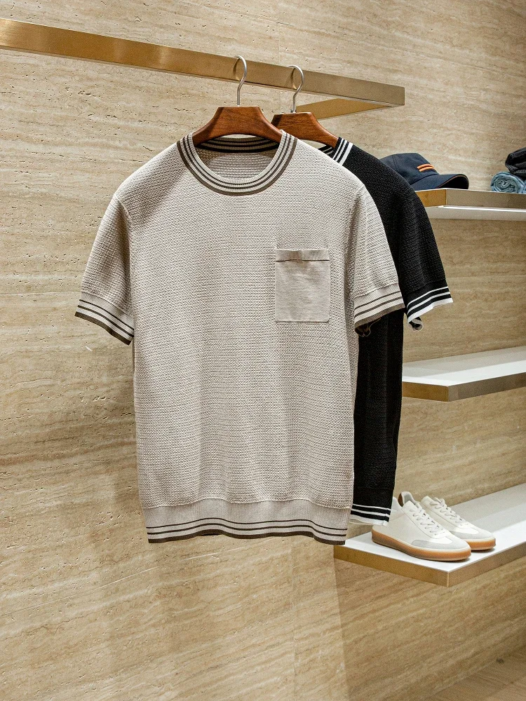 PR jacquard texture mulberry silk cotton and linen blend summer casual round neck short sleeves
PR jacquard texture mulberry silk cotton and linen blend summer casual round neck short sleeves