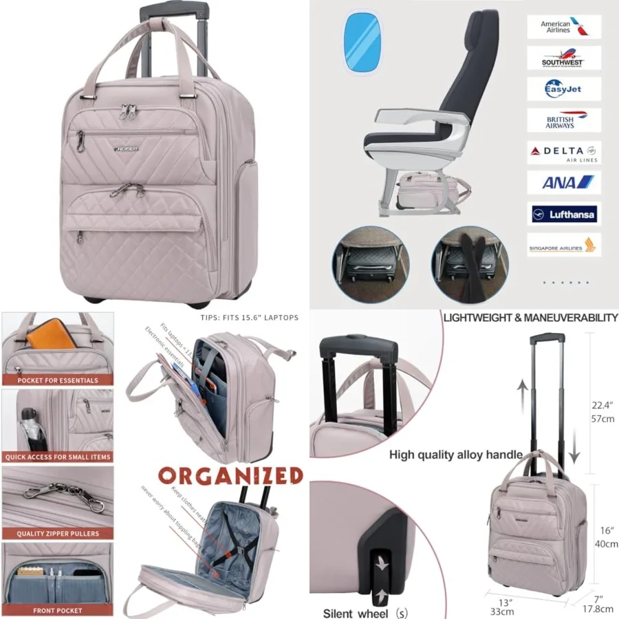 Carry On Underseat Multi-functional, 16-inch Underseater Lightweight Overnight Suitcase for Women, Dusty Pink
Carry On Underseat Multi-functional, 16-inch Underseater Lightweight Overnight Suitcase for Women, Dusty Pink