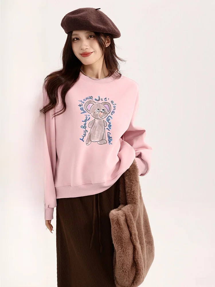 Pink Fleece Lined Long Sleeve round Neck Slim Fit Hoodie Women's Comfortable Breathable Fashionable Streetwear Style Sweatshirt
Pink Fleece Lined Long Sleeve round Neck Slim Fit Hoodie Women's Comfortable Breathable Fashionable Streetwear Style Sweatshirt