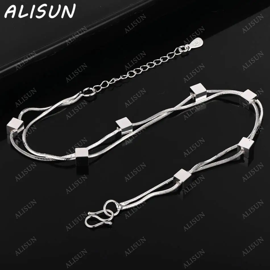ALISUN 925 Sterling Silver Small Cube Thin Bracelets For Women Creativity Gifts Street All-match Party And Daily Wear
ALISUN 925 Sterling Silver Small Cube Thin Bracelets For Women Creativity Gifts Street All-match Party And Daily Wear