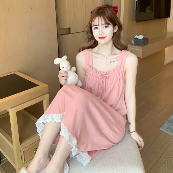 Summer Cotton Sleeveless Night Dress Women Long Nightdress Sweet Lace Home Dress Solid Nightgowns Floral Edge Nightie Sleepwear
Summer Cotton Sleeveless Night Dress Women Long Nightdress Sweet Lace Home Dress Solid Nightgowns Floral Edge Nightie Sleepwear
