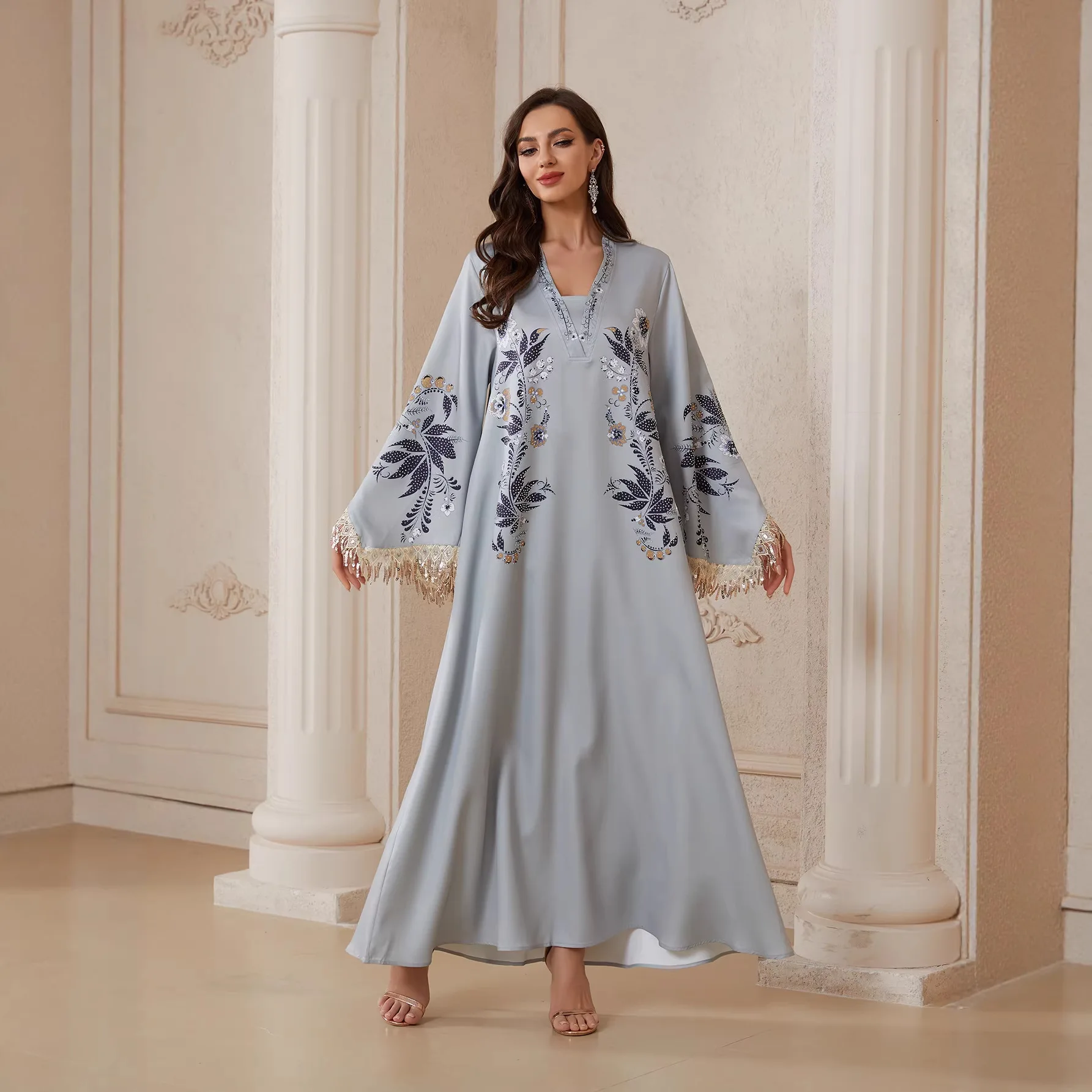 2026 New Women's Printed V-neck Loose Casual Long Dress 2026 Muslim Long Dress Robe Abaya Ramadan Dubai Luxury Islam Elegant
2026 New Women's Printed V-neck Loose Casual Long Dress 2026 Muslim Long Dress Robe Abaya Ramadan Dubai Luxury Islam Elegant