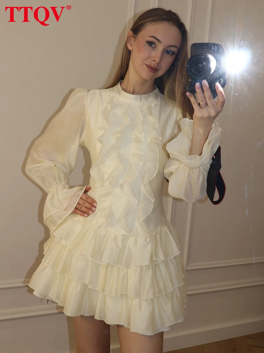 TTQV Fashion Loose Apricot Women's Dress 2026 Casual Stand Collar Long Sleeve Mini Dresses Elegant Classic Pleated Female Dress
TTQV Fashion Loose Apricot Women's Dress 2026 Casual Stand Collar Long Sleeve Mini Dresses Elegant Classic Pleated Female Dress