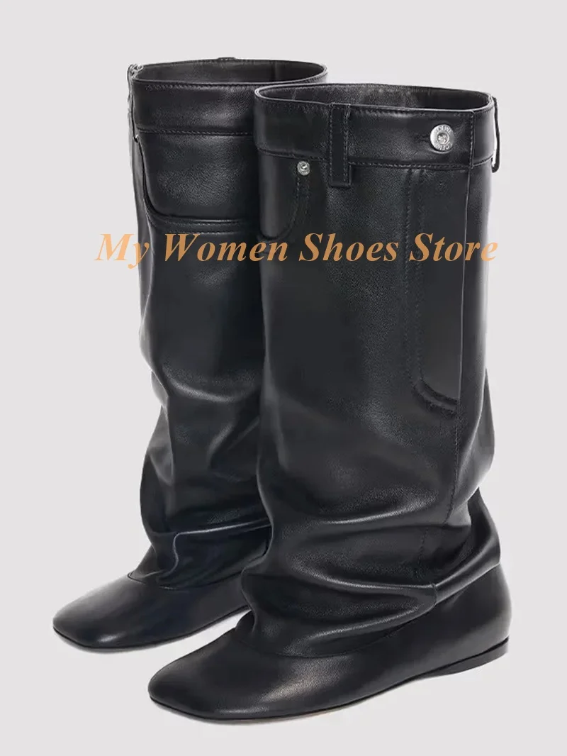 Square Toe Flat With Knee High Boots Slouchy Slip On Runway 2026 Winter Autumn Women Dress Shoes Black Matte Leather Dress Shoes
Square Toe Flat With Knee High Boots Slouchy Slip On Runway 2026 Winter Autumn Women Dress Shoes Black Matte Leather Dress Shoes