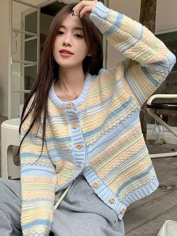 Color Block Striped Knitted Open Cardigan Loose Women's Fashion Outerwear Sweet Sweater Versatile Autumn New Style Korean Ver...
Color Block Striped Knitted Open Cardigan Loose Women's Fashion Outerwear Sweet Sweater Versatile Autumn New Style Korean Ver...