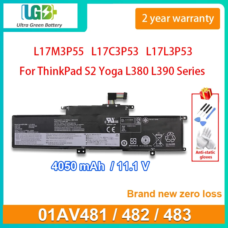 UGB New 01AV481 01AV482 01AV483 laptop Battery For Lenovo ThinkPad Yoga L380 L390 L380-20M6 L390 YOGA-20NU L17M3P55 L17C3P53
UGB New 01AV481 01AV482 01AV483 laptop Battery For Lenovo ThinkPad Yoga L380 L390 L380-20M6 L390 YOGA-20NU L17M3P55 L17C3P53