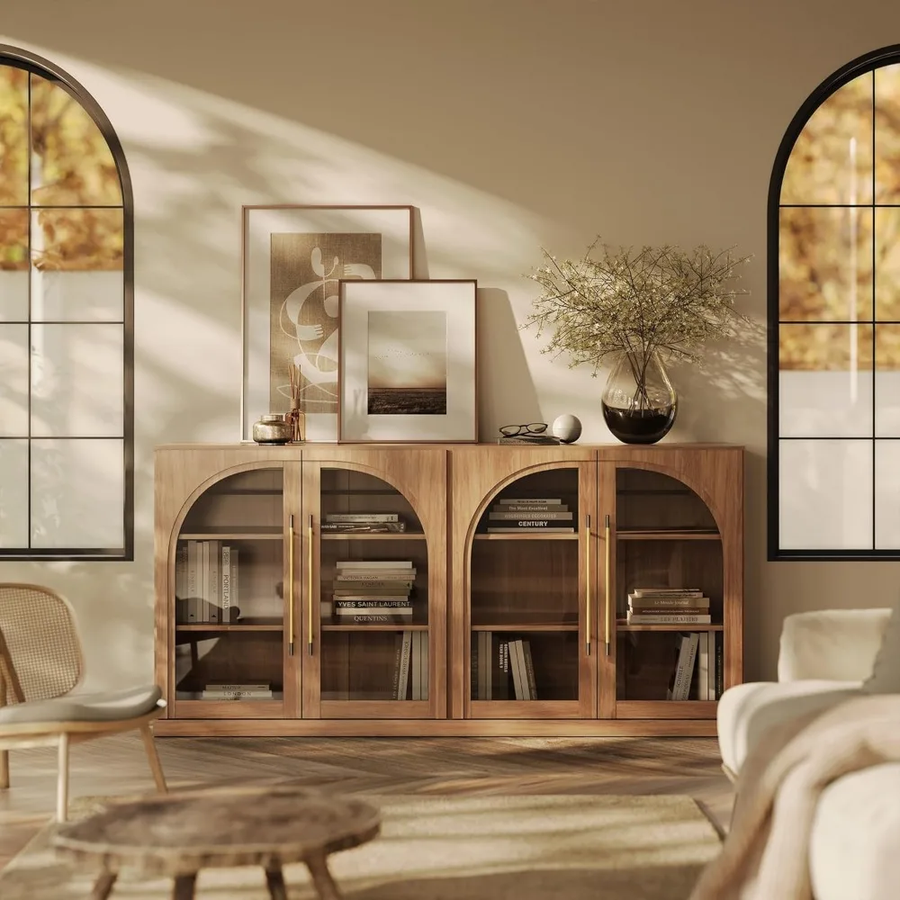 65 Inch Arched Sideboard Buffet Cabinet with Glass Doors Adjustable Shelves for Dining Living Entryway
65 Inch Arched Sideboard Buffet Cabinet with Glass Doors Adjustable Shelves for Dining Living Entryway