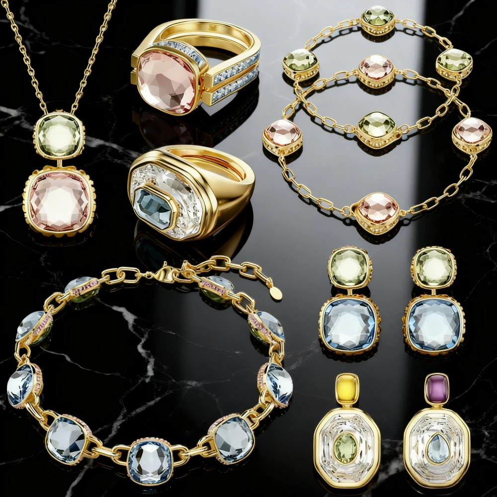 Новинка 2025 года, элегантные аксессуары, ювелирные изделия для вечеринок, очаровательные зеленые, розовые, синие, с каплями воды, роскошные ожерелья, серьги, кольцо
Новинка 2025 года, элегантные аксессуары, ювелирные изделия для вечеринок, очаровательные зеленые, розовые, синие, с каплями воды, роскошные ожерелья, серьги, кольцо