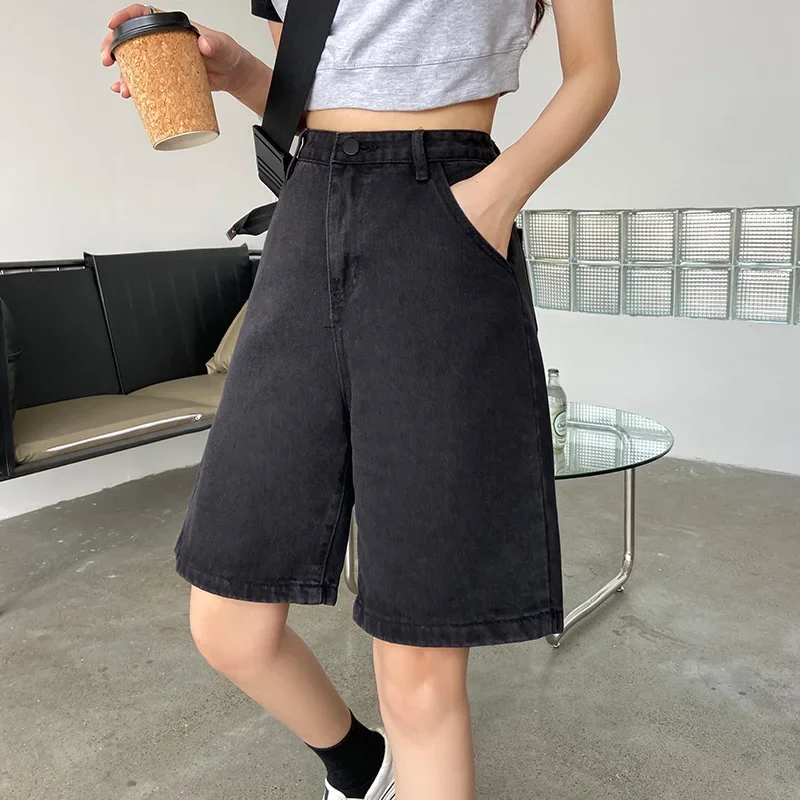 Denim Shorts Casual Female Loose Straight Button Jeans Bermuda Shorts Summer Women High Waist Wide Leg Black
Denim Shorts Casual Female Loose Straight Button Jeans Bermuda Shorts Summer Women High Waist Wide Leg Black