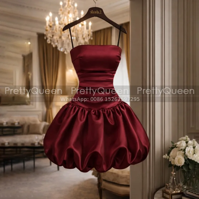 Burgundy Short Bridesmaid Dresses Puffy A Line Spaghetti Straps Customized Wedding Party Dress For Women
Burgundy Short Bridesmaid Dresses Puffy A Line Spaghetti Straps Customized Wedding Party Dress For Women