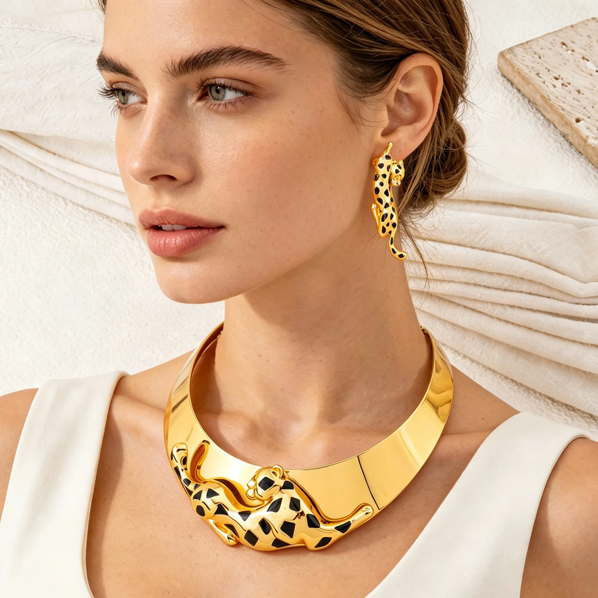 Original Jewelry Set African Leopard Necklace Earrings 18K Gold Plated Animal Shape Bracelet Ring Dubai Wedding Jewelry Gifts
Original Jewelry Set African Leopard Necklace Earrings 18K Gold Plated Animal Shape Bracelet Ring Dubai Wedding Jewelry Gifts