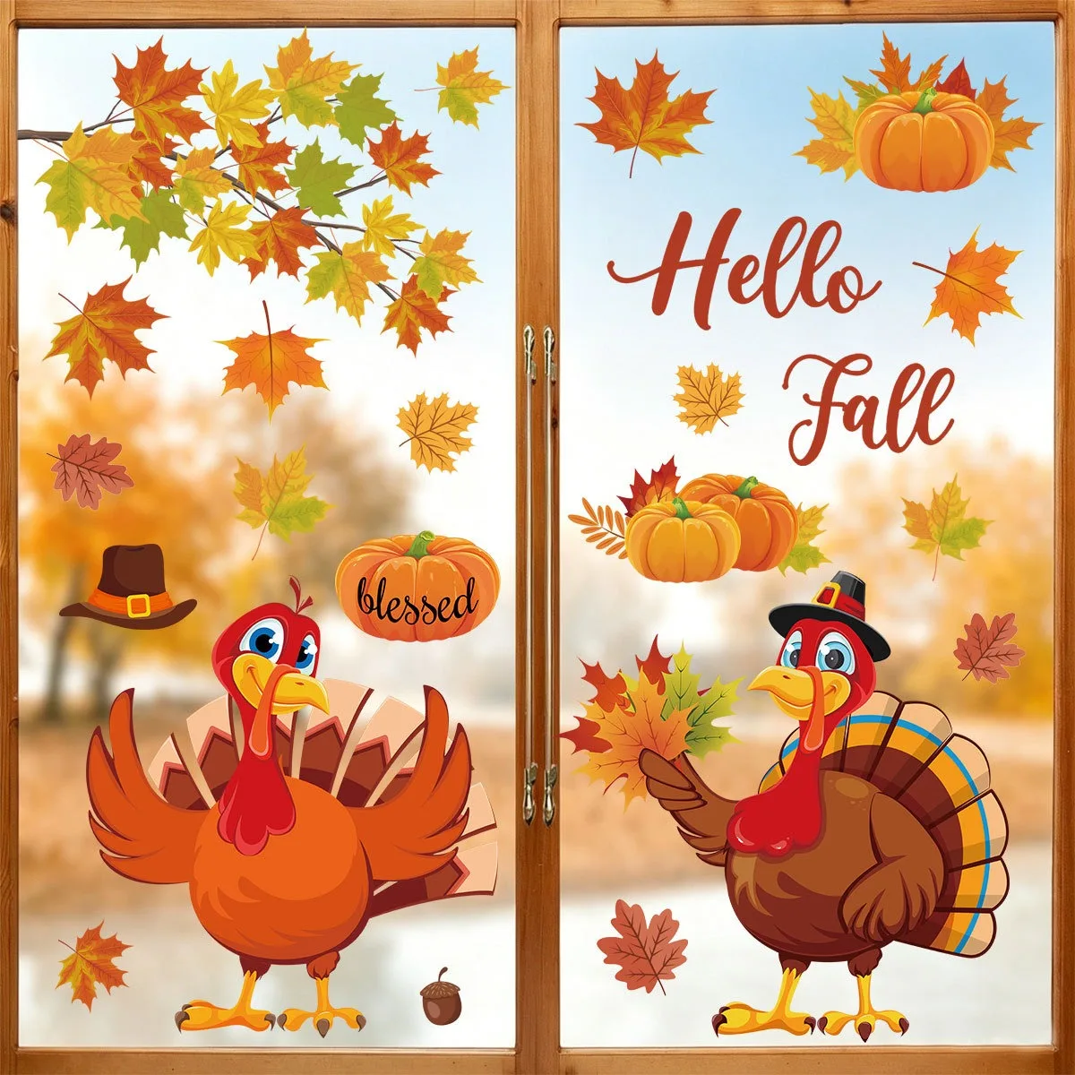 Cartoon Turkey with Hat Maple Leaf Static Window Sticker Thanksgiving Decor for Restaurant Shop Store Glass Decal
Cartoon Turkey with Hat Maple Leaf Static Window Sticker Thanksgiving Decor for Restaurant Shop Store Glass Decal