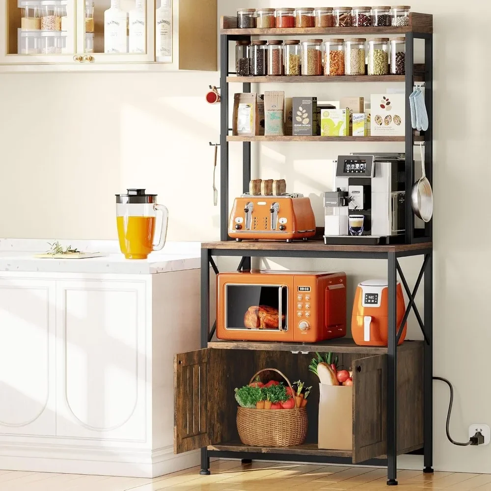 EasyCom 67' x 32'Kitchen Bakers Rack with Power Outlet, 6-Tier Microwave Stand with Storage Cabinet, Kitchen Coffee Bar Cabinet
EasyCom 67' x 32'Kitchen Bakers Rack with Power Outlet, 6-Tier Microwave Stand with Storage Cabinet, Kitchen Coffee Bar Cabinet
