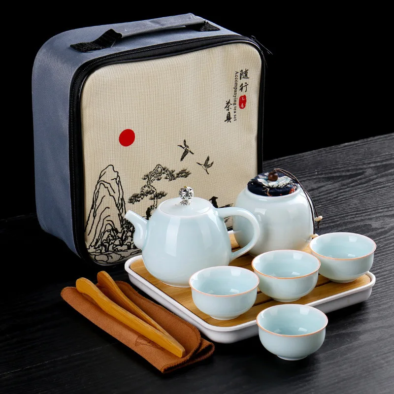Portable Travel Tea Set Kung Fu Teaware Teapot 1 Pot 4 Cup Tea Set Chinese Designer Green Teapot Set Ceramic Portable Teapot
Portable Travel Tea Set Kung Fu Teaware Teapot 1 Pot 4 Cup Tea Set Chinese Designer Green Teapot Set Ceramic Portable Teapot