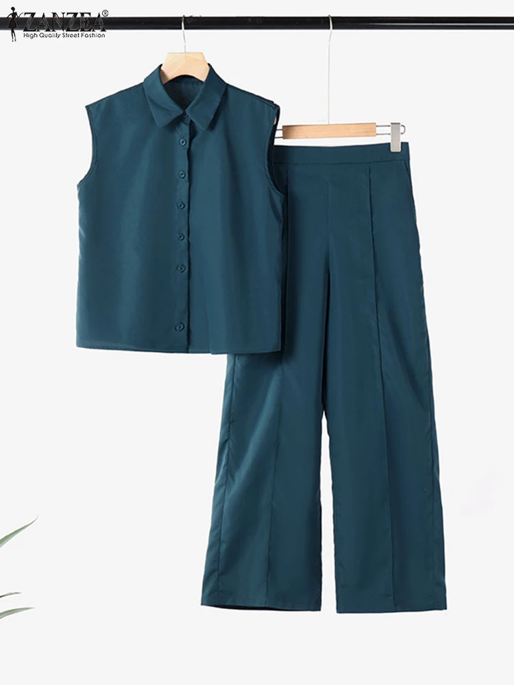 ZANZEA Wide Leg Pants Commute Tracksuits Elegant Casual Loose Sleeveles Shirts 2025 Summer 2PCS Outfits Solid Women Pant Sets
ZANZEA Wide Leg Pants Commute Tracksuits Elegant Casual Loose Sleeveles Shirts 2025 Summer 2PCS Outfits Solid Women Pant Sets