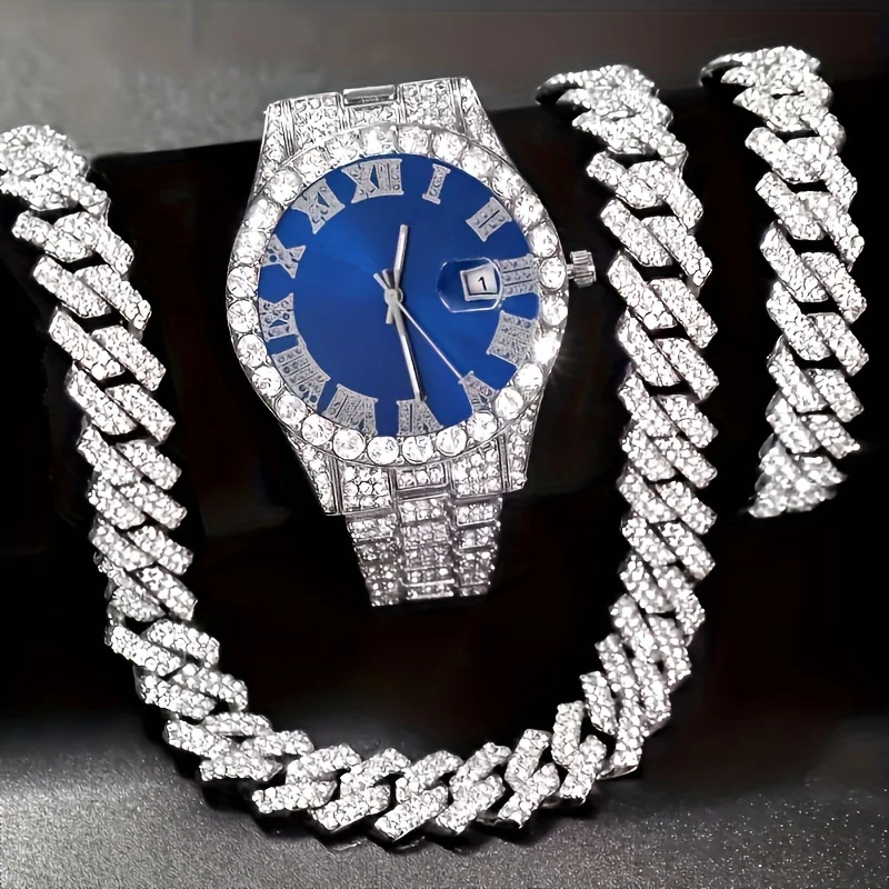 Luxury 3-piece men's stylish rhinestone quartz watch set - sparkling design, perfect gift for friends and family
Luxury 3-piece men's stylish rhinestone quartz watch set - sparkling design, perfect gift for friends and family