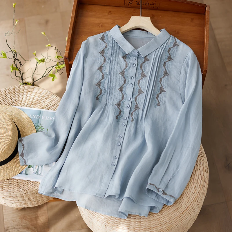 Женский льняной утюг с вышивкой в стиле ретро, свободный художественный льняной повседневный модный маленький топ для поездок на работу, длинный воротник све
Женский льняной утюг с вышивкой в стиле ретро, свободный художественный льняной повседневный модный маленький топ для поездок на работу, длинный воротник све