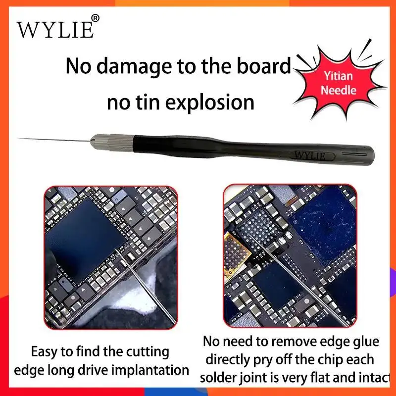 WYLIE Yitian Pry Tool 1 Needle 1 Handle Direct Chip Prying No Edge Glue Removal for Mobile Phone Computer Car Motherboard Repair
WYLIE Yitian Pry Tool 1 Needle 1 Handle Direct Chip Prying No Edge Glue Removal for Mobile Phone Computer Car Motherboard Repair