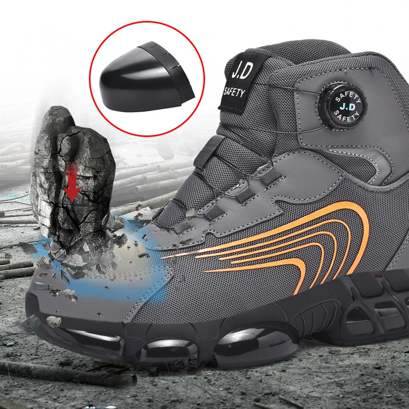 Rotary Buckle Safety Work Shoes Men, High Top Steel Toe Work Boots, Anti-Smash Anti-Puncture Air Cushion Industrial Construction
Rotary Buckle Safety Work Shoes Men, High Top Steel Toe Work Boots, Anti-Smash Anti-Puncture Air Cushion Industrial Construction