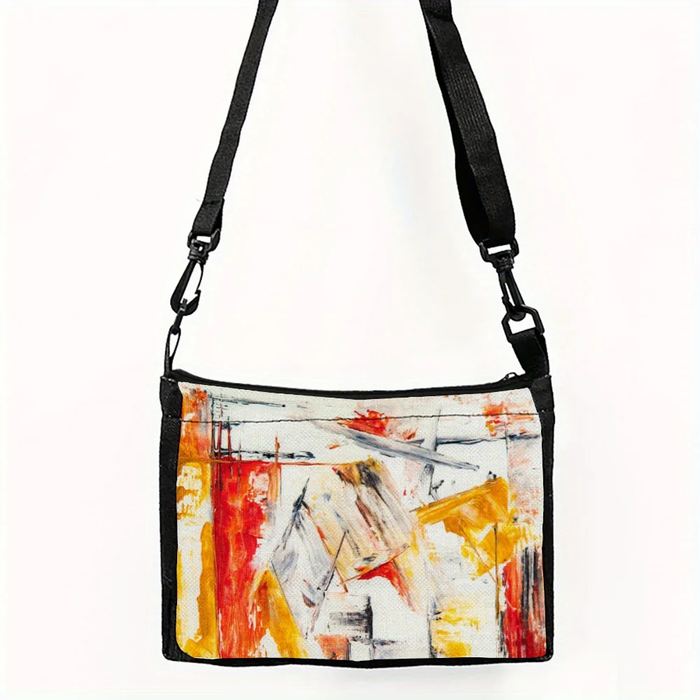 Colorful Abstract One-shoulder Crossbody Bag with Zipper, Hand Washable, Adjustable Shoulder Straps for Going Out and Gifts 
Colorful Abstract One-shoulder Crossbody Bag with Zipper, Hand Washable, Adjustable Shoulder Straps for Going Out and Gifts
