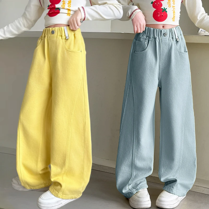 2025 Spring Girls Jeans Trendy Loose Wide-Leg Denim Pants for Kids Yellow Blue Casual School Teens Children Trousers 10 12 Years
2025 Spring Girls Jeans Trendy Loose Wide-Leg Denim Pants for Kids Yellow Blue Casual School Teens Children Trousers 10 12 Years