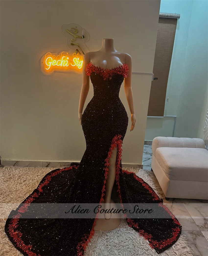 Black Beading Evening Dress Sweetheart Sequins Crystals Diamonds Formal Prom Party Wedding Party Gowns Customized
Black Beading Evening Dress Sweetheart Sequins Crystals Diamonds Formal Prom Party Wedding Party Gowns Customized